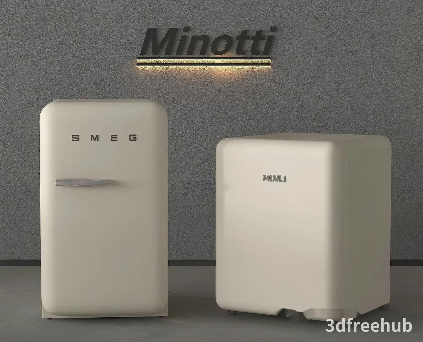 A Refrigerator And A Freezer 3D Model – 21598 – VRAY Render