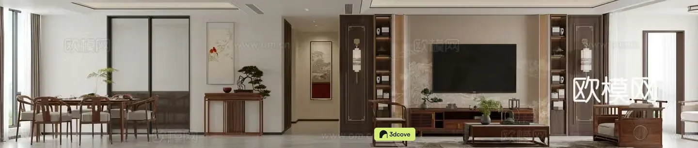 New Chinese style living and dining room
