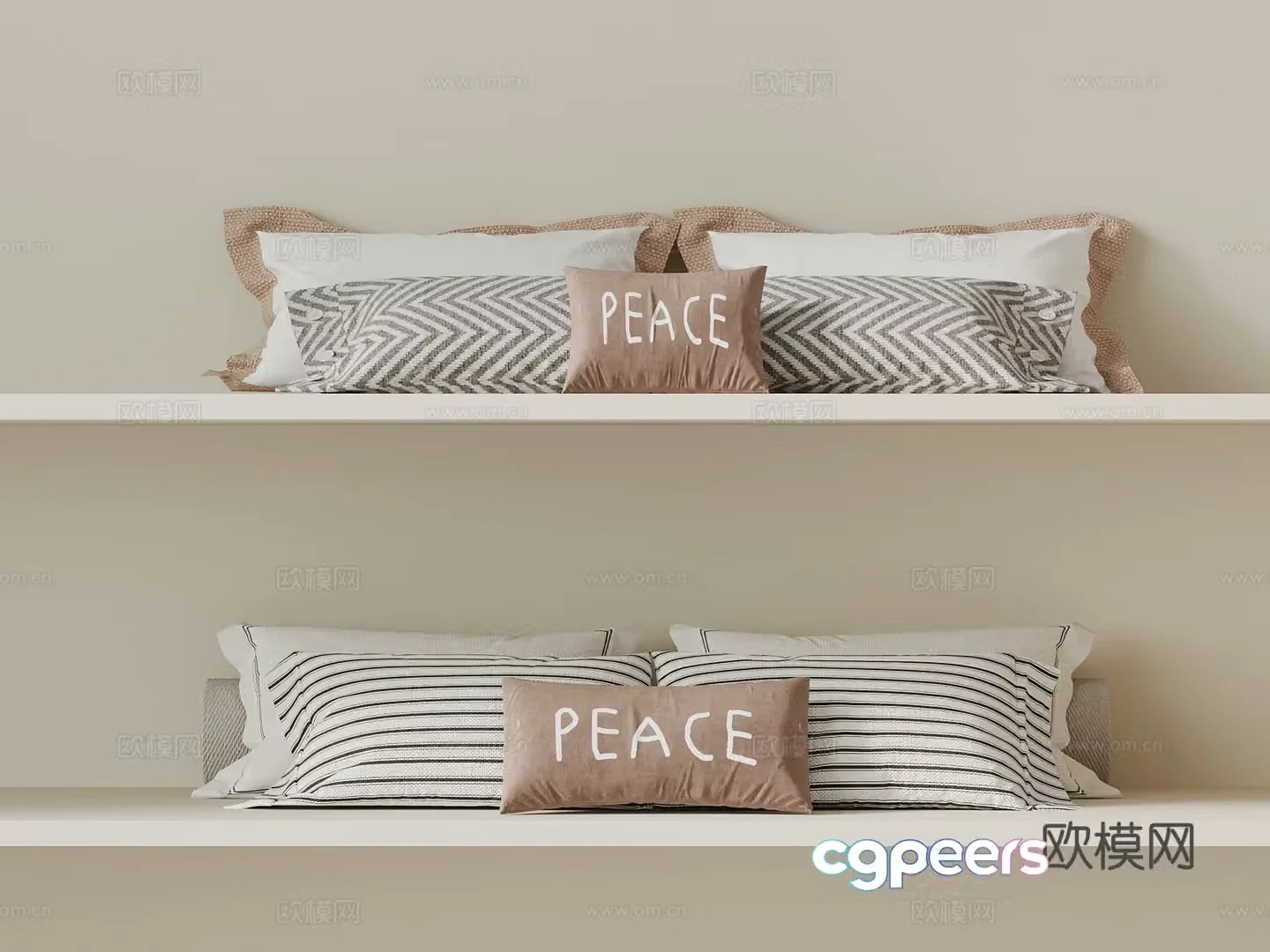 19 modern pillow pillow combination bedding 3D model
