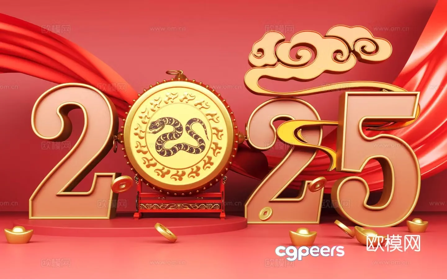 National trend beauty display Year of the Snake beauty display outdoor device 3D model