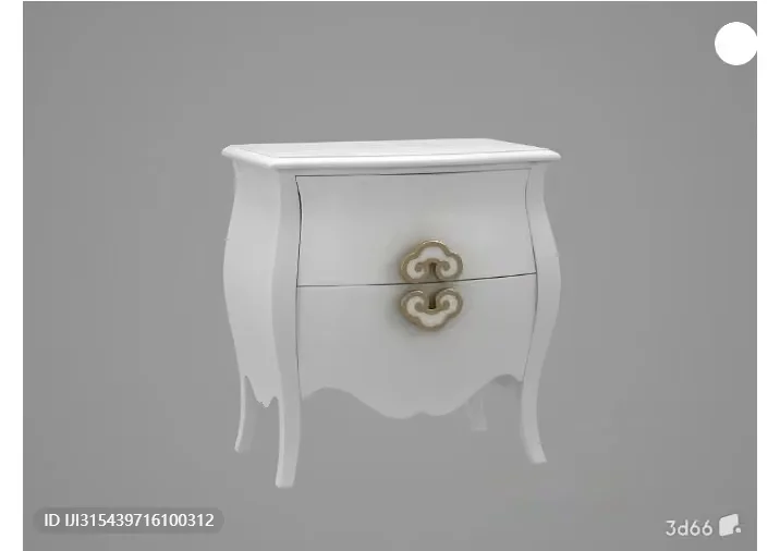 White Nightstand With Gold Handles 3D Model – 2260 – VRAY Render