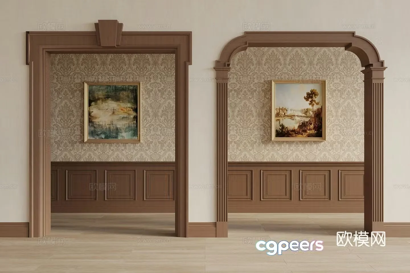 American European Chinese New Chinese Door Cover Pass 3D Model