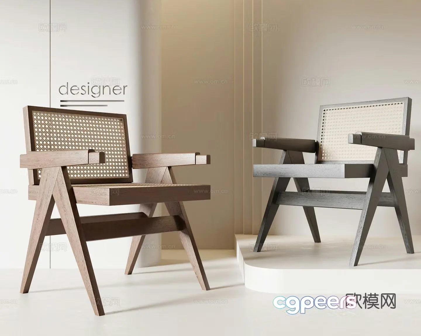 Medium style single chair 3d model