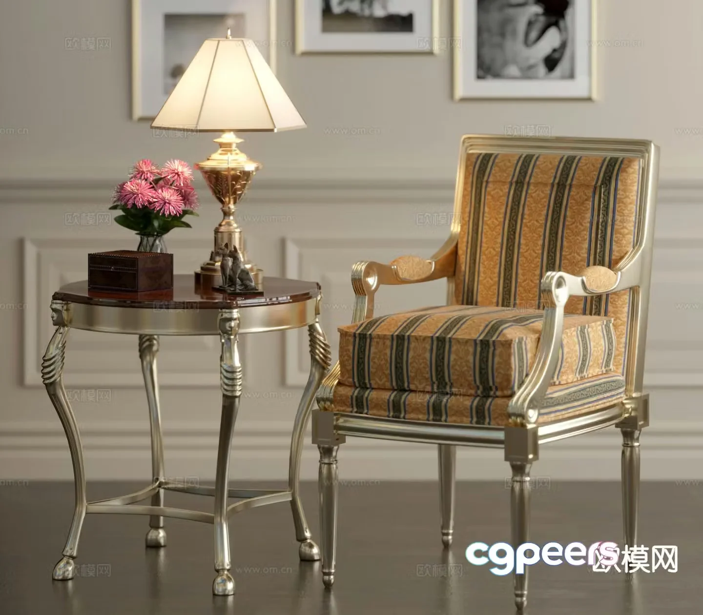 European style chair leisure chair 3d model