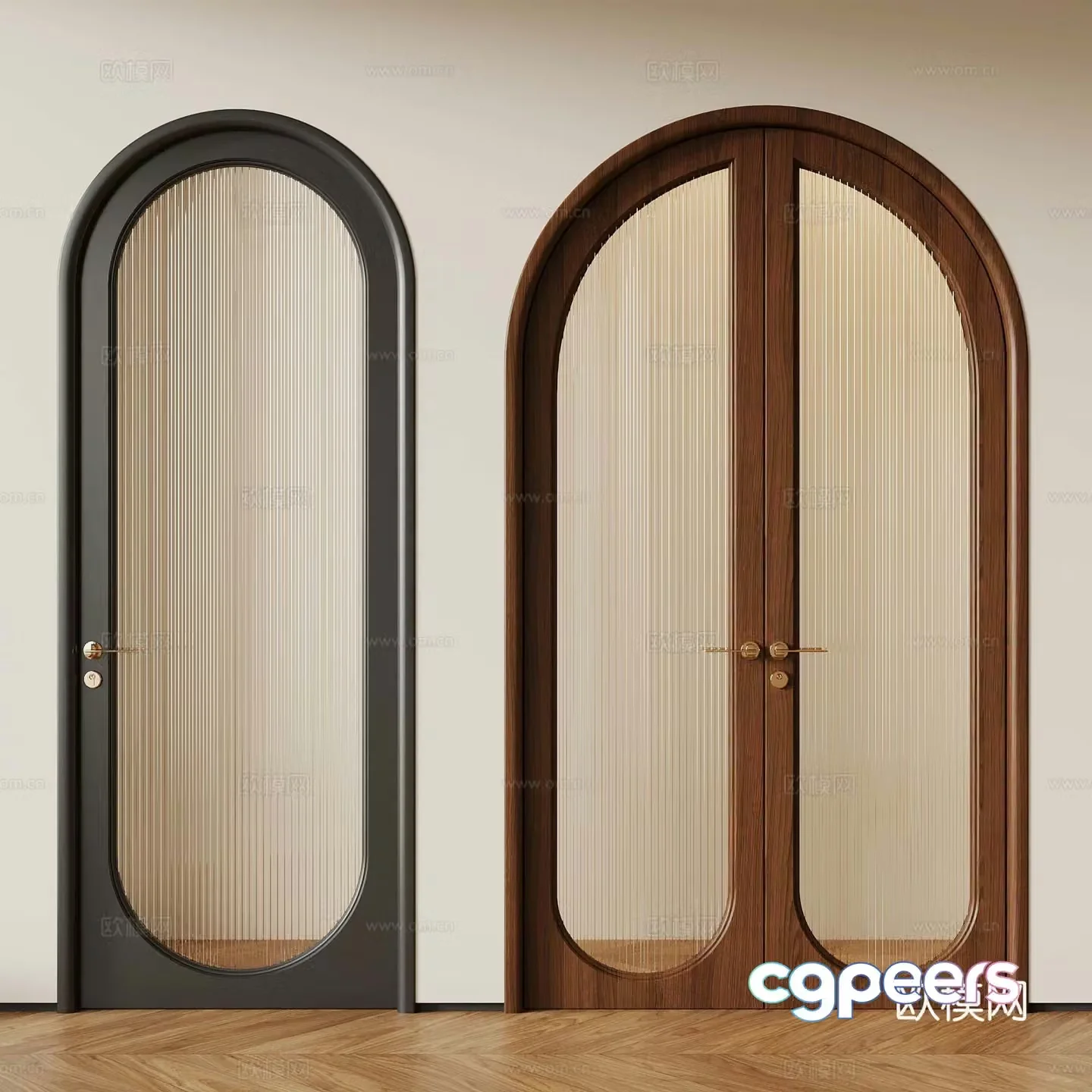 Modern medieval single-open door glass single-open door glass double-open door 3D model