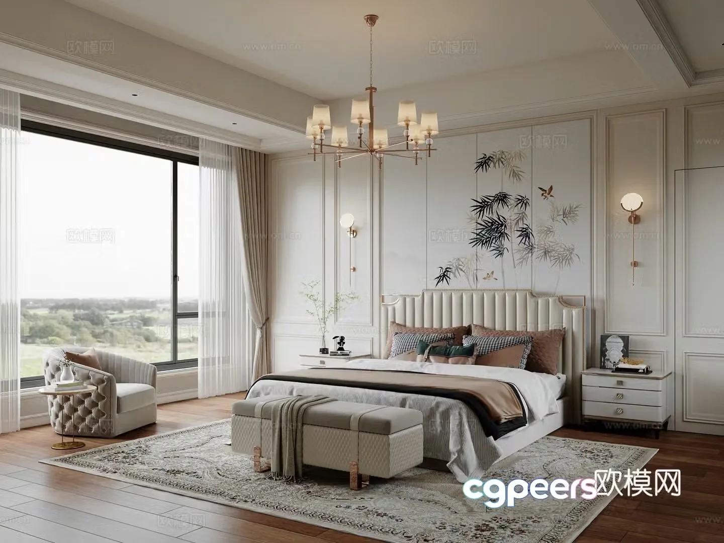 French bedroom master bedroom 3d model