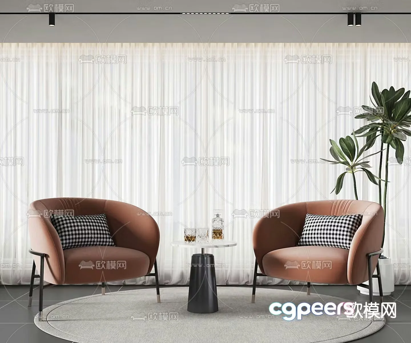 Modern leisure chair seat 3d model