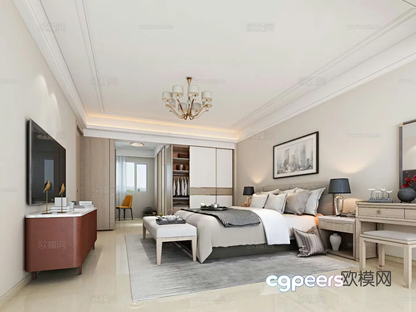 Modern bedroom master bedroom 3d model