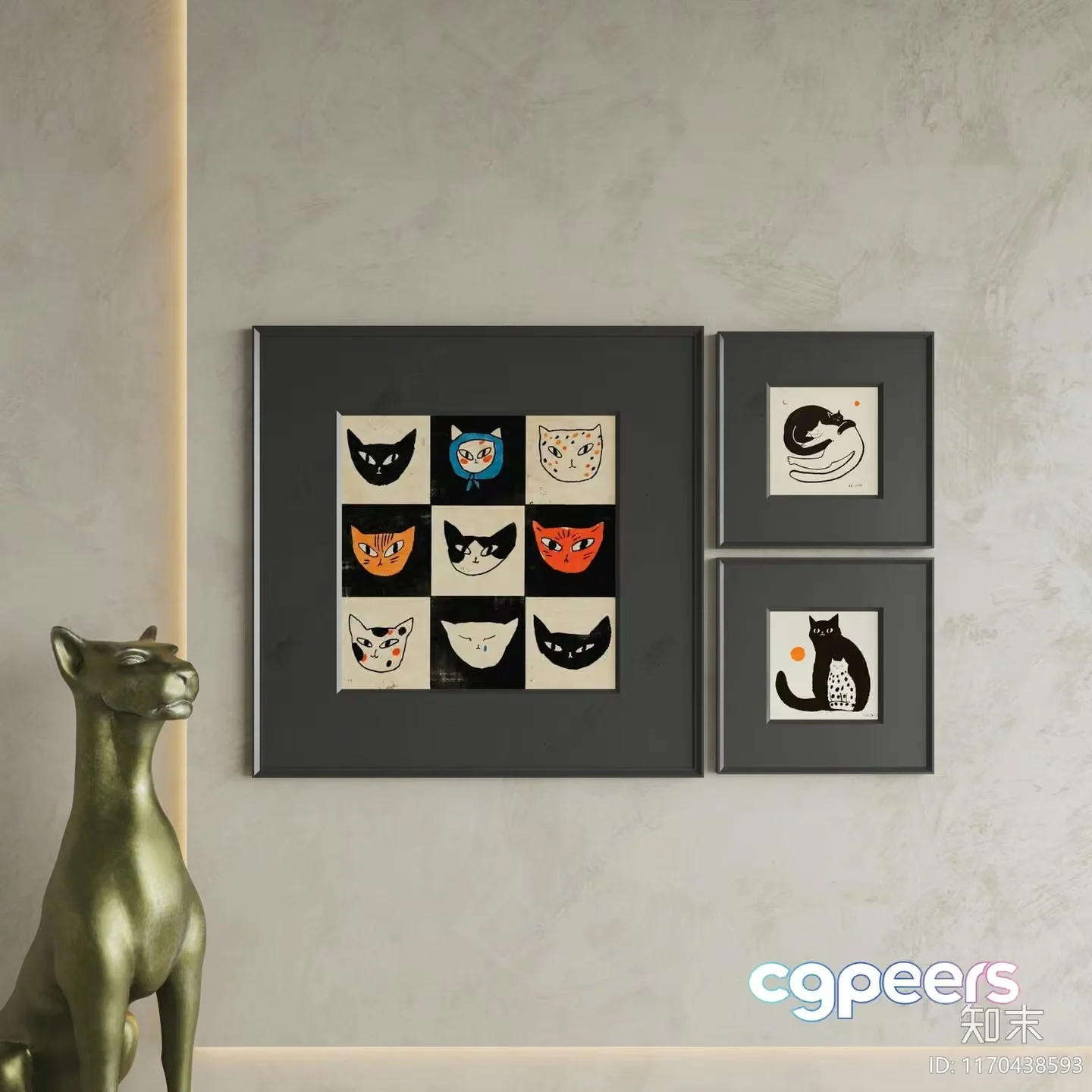 Cozy Cat-Themed Living Room 3D Model – 7973 – CORONA Render