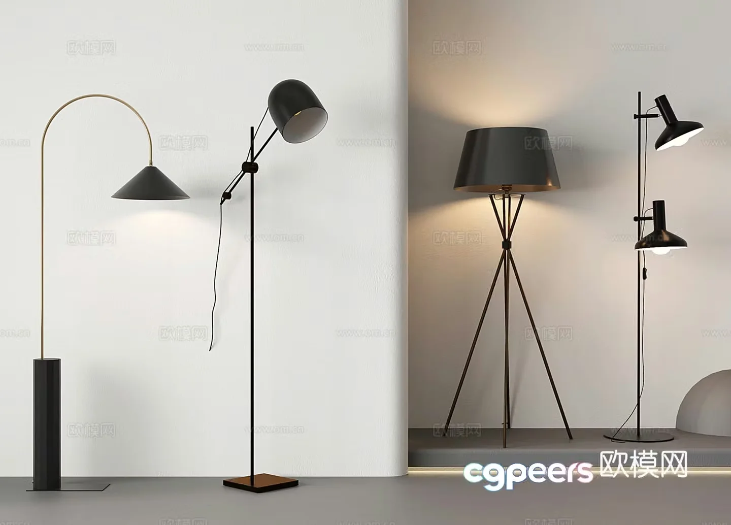 Modern floor lamp Adjustable long rod rocker vertical lamp Fishing lamp Double-head floor lamp 3D model