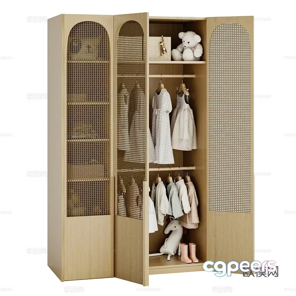 Modern creamy style children’s wardrobe 3d model