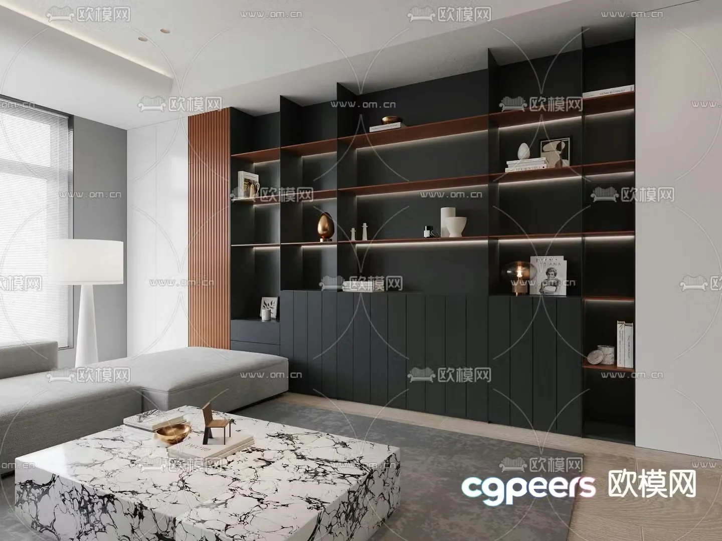 Modern decorative cabinet bookcase 3d model
