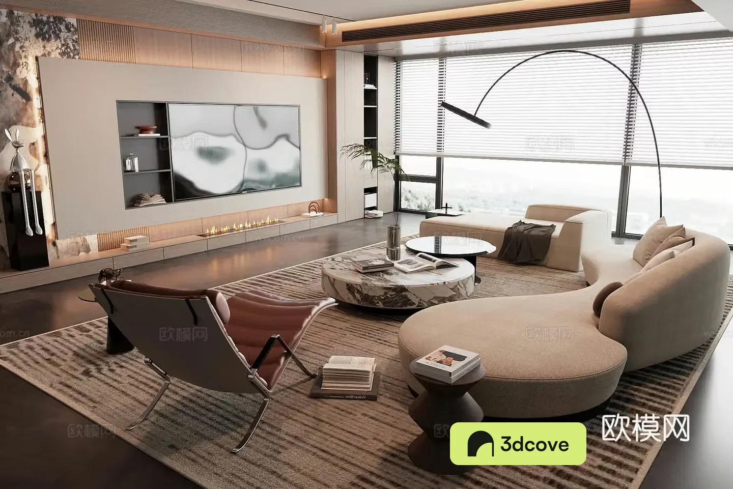 Modern home living room sofa coffee table combination module sofa TV wall background wall light luxury