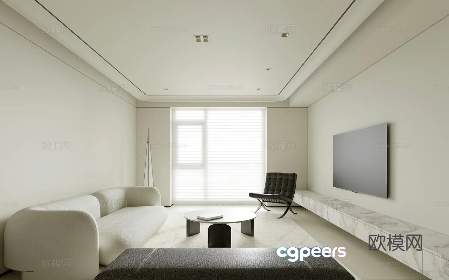 Modern minimalist living room floor lamp vertical hall ownerless lamp island spotlight 3D model