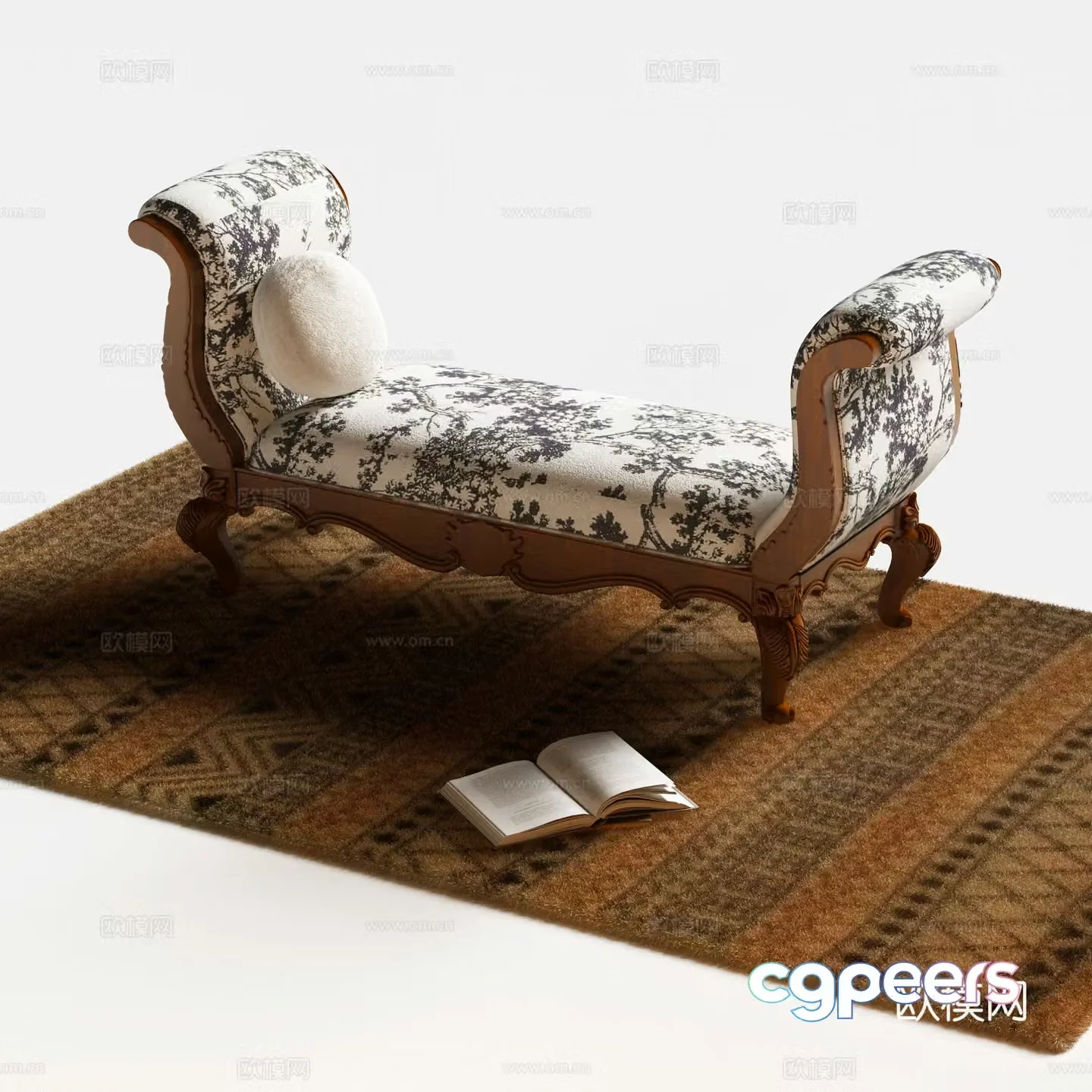 American footrest bed sofa sofa 3d model