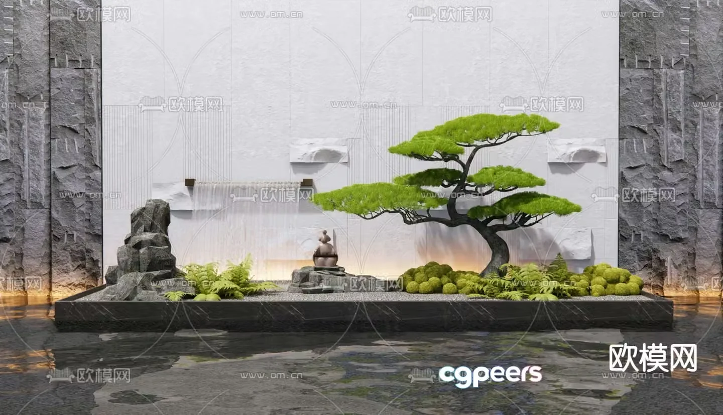 Courtyard sketch rockery waterscape 3D model
