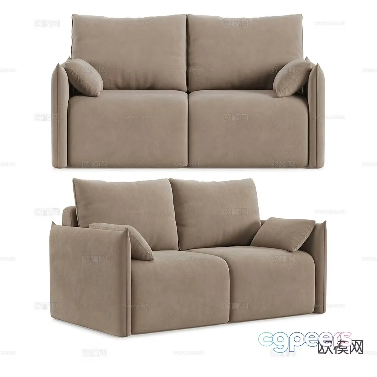 Double sofa upholstered sofa 3d model