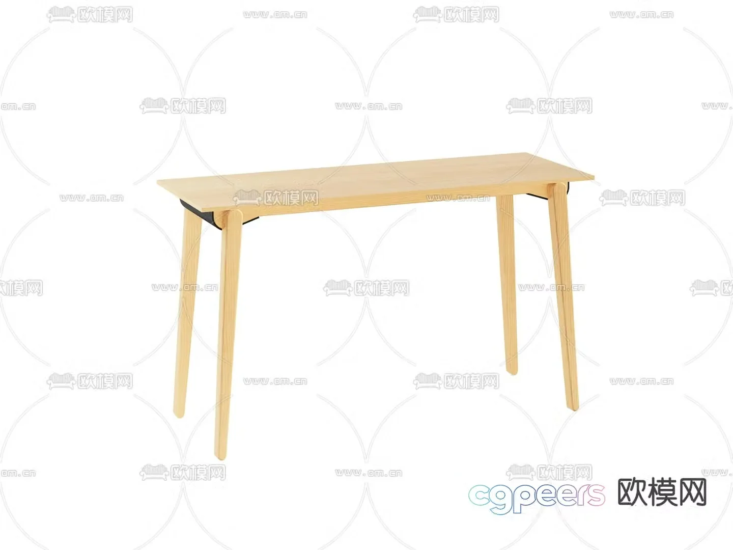 Solid wood dining table 3d model