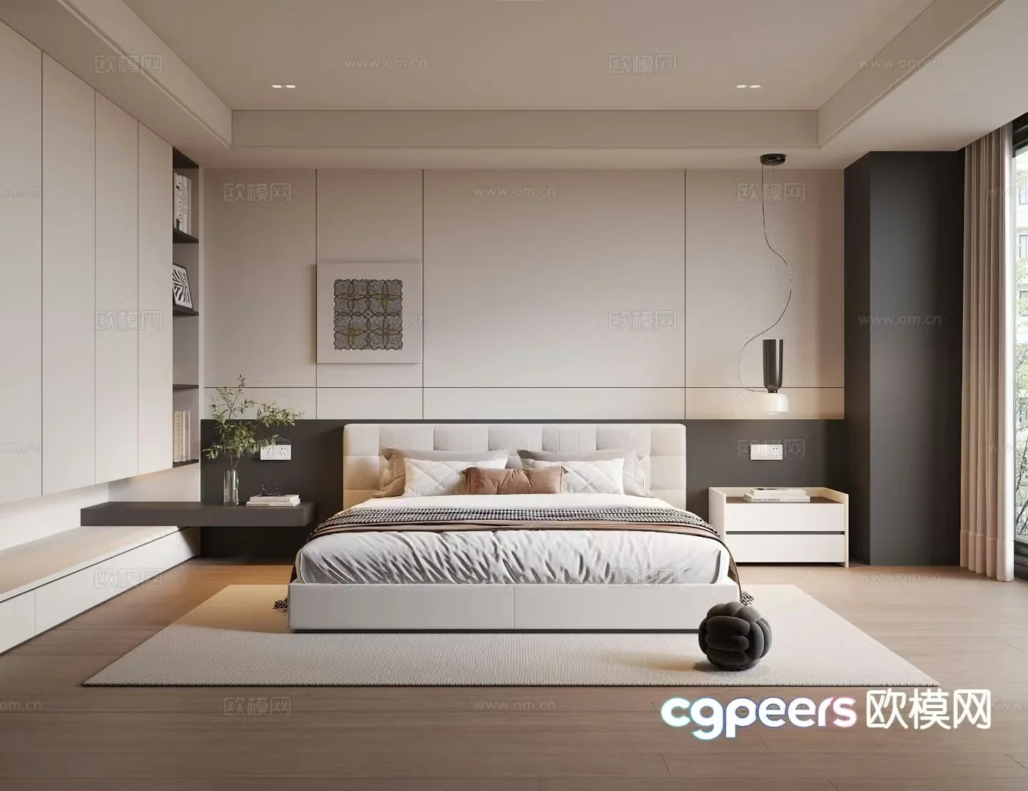 Modern minimalist bedroom master bedroom without main light 3d model