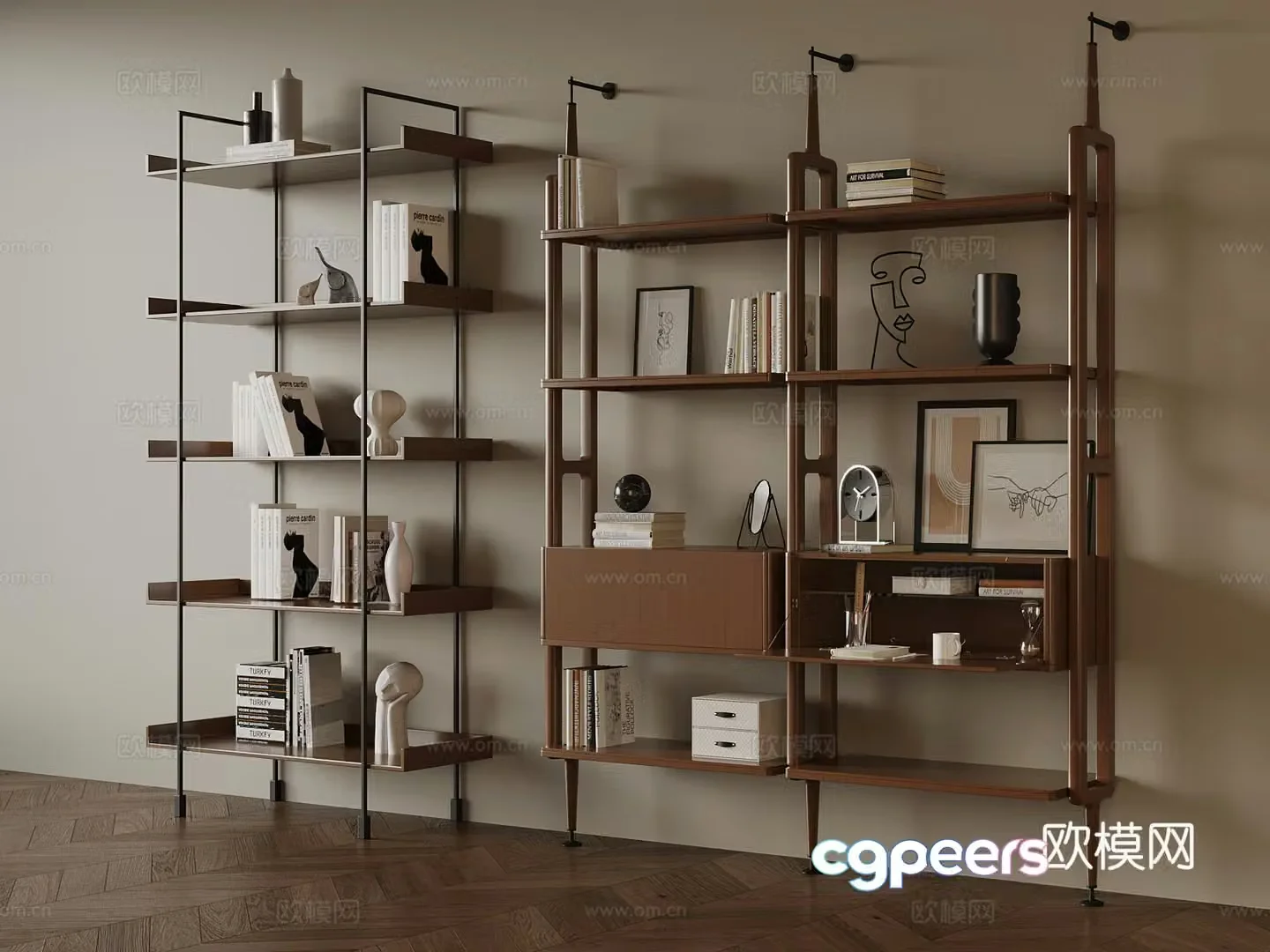 Bookshelf Middle style bookshelf Shelf 3D model