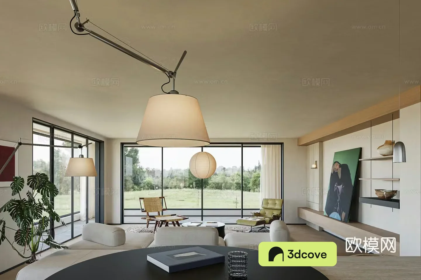 Modern living and dining room