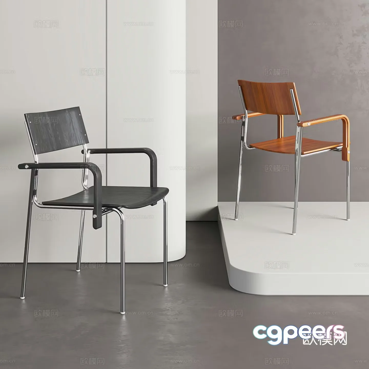 Nordic office chair light luxury dining chair casual backrest chair single chair simple desk chair 3D model