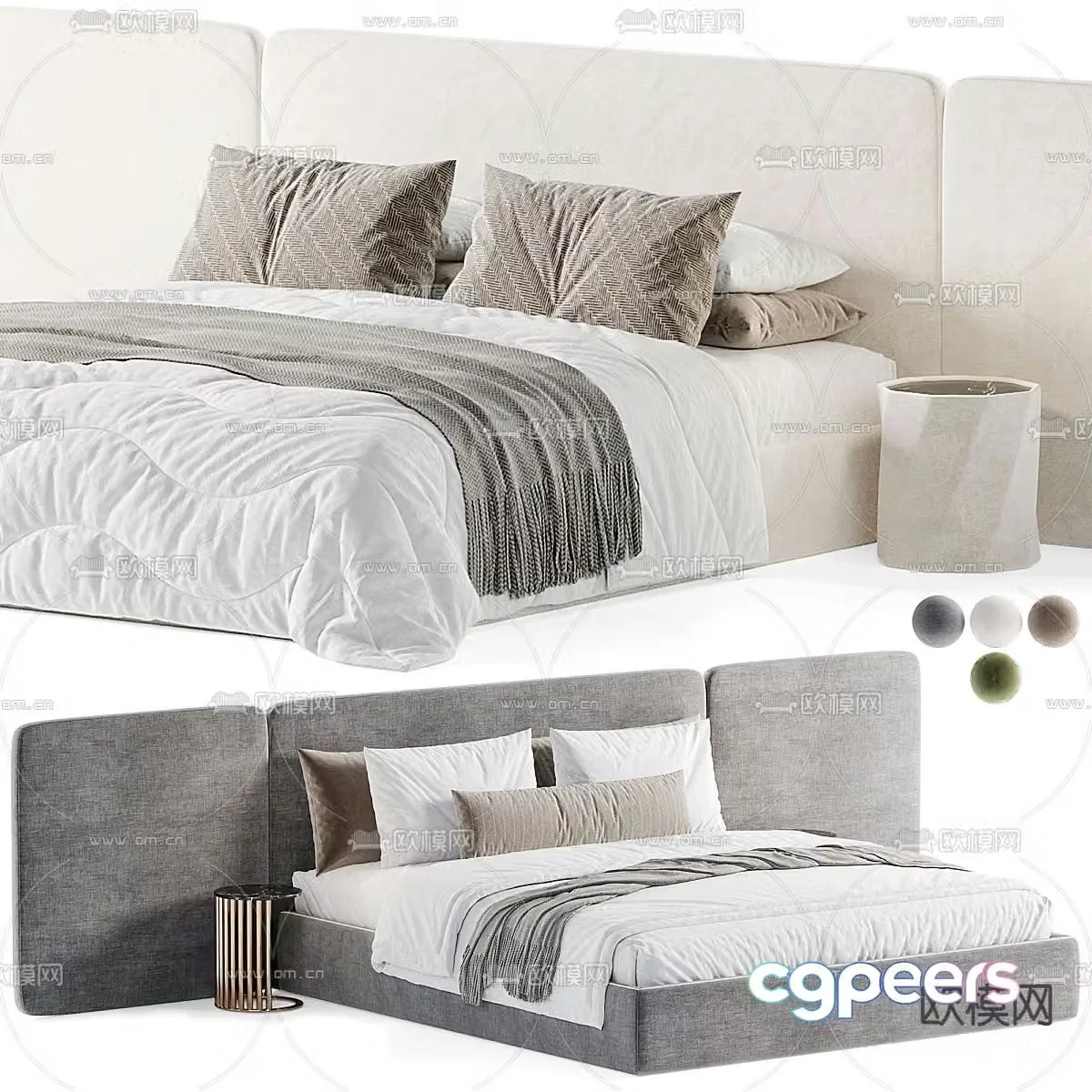 Lola modern double bed 3d model