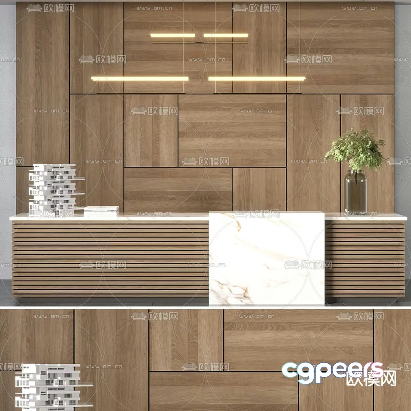 Modern front desk reception desk service desk information desk 3d model
