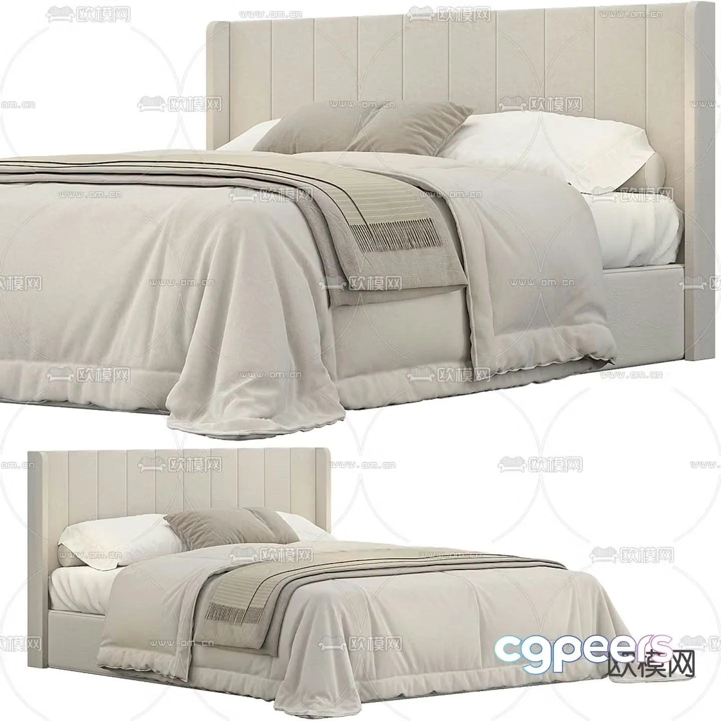 Modern double bed 3d model