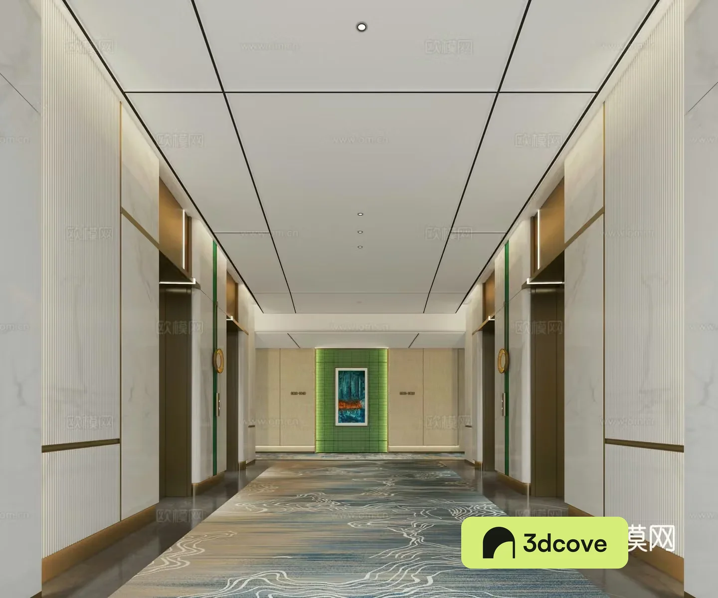 High-end elegant and exquisite hotel elevator hall