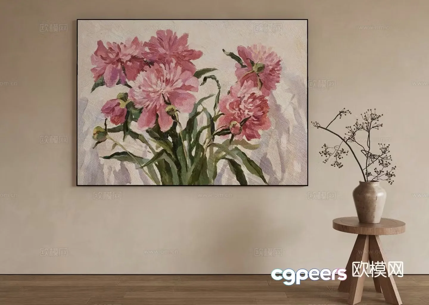 Modern flower painting decorative painting 3d model