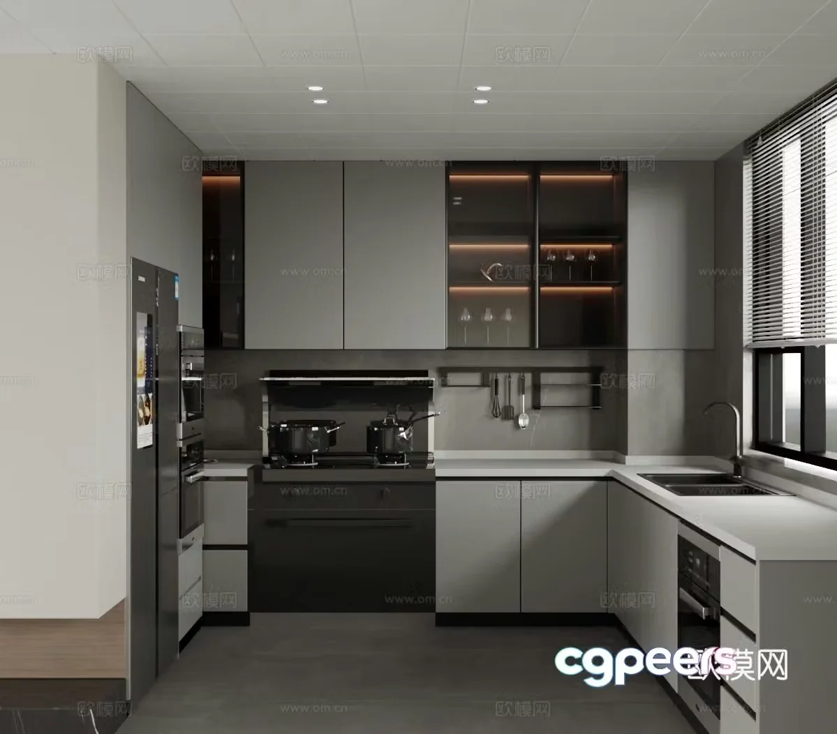 modern kitchen cabinet 3d model