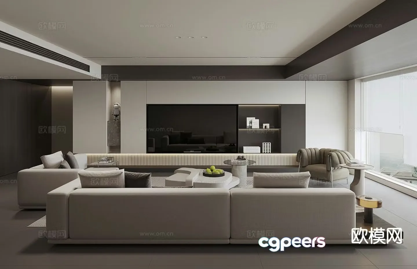 Modern minimalist living room 3d model