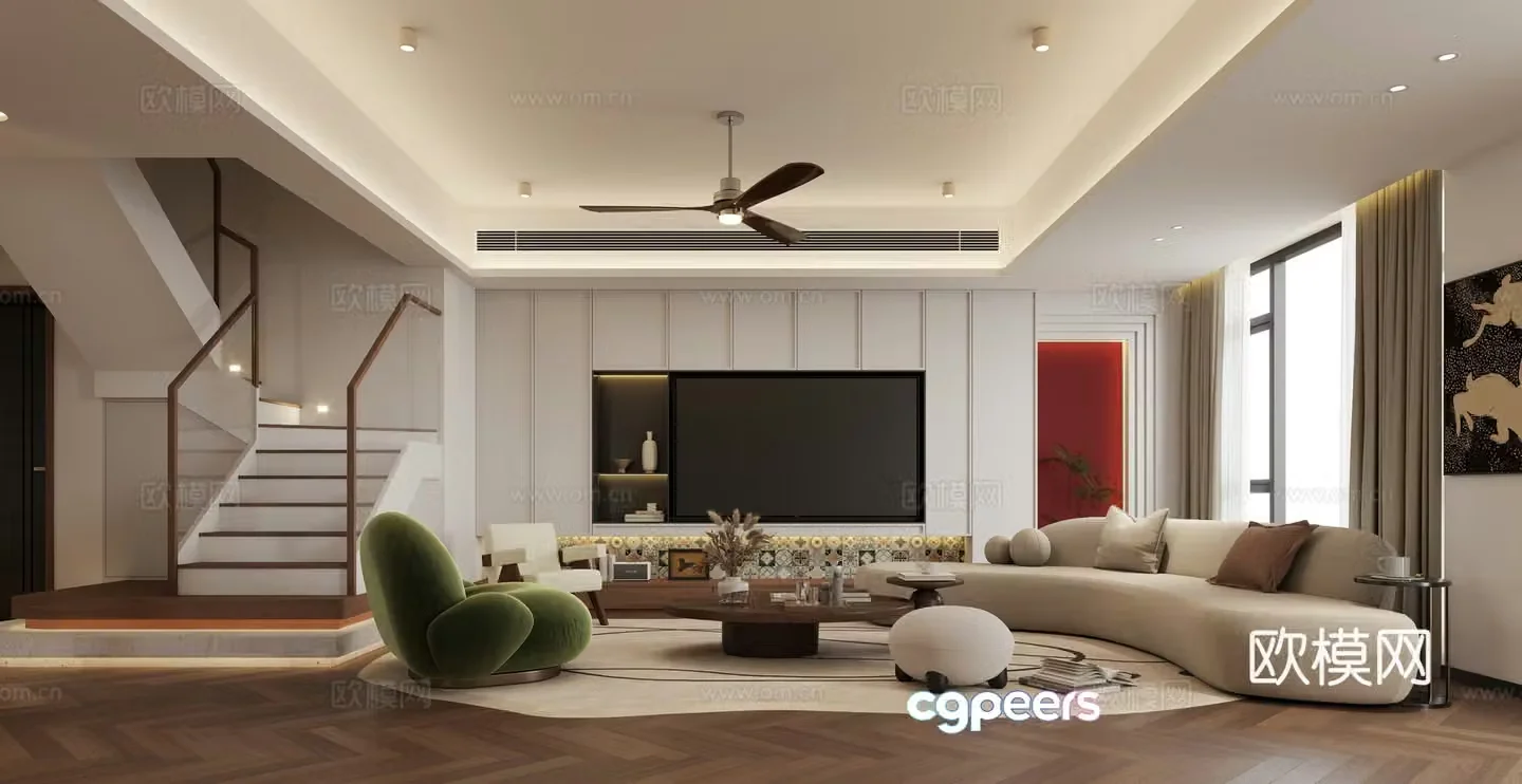 Middle-aged living room entrance sofa combination entrance water bar dining table 3D model