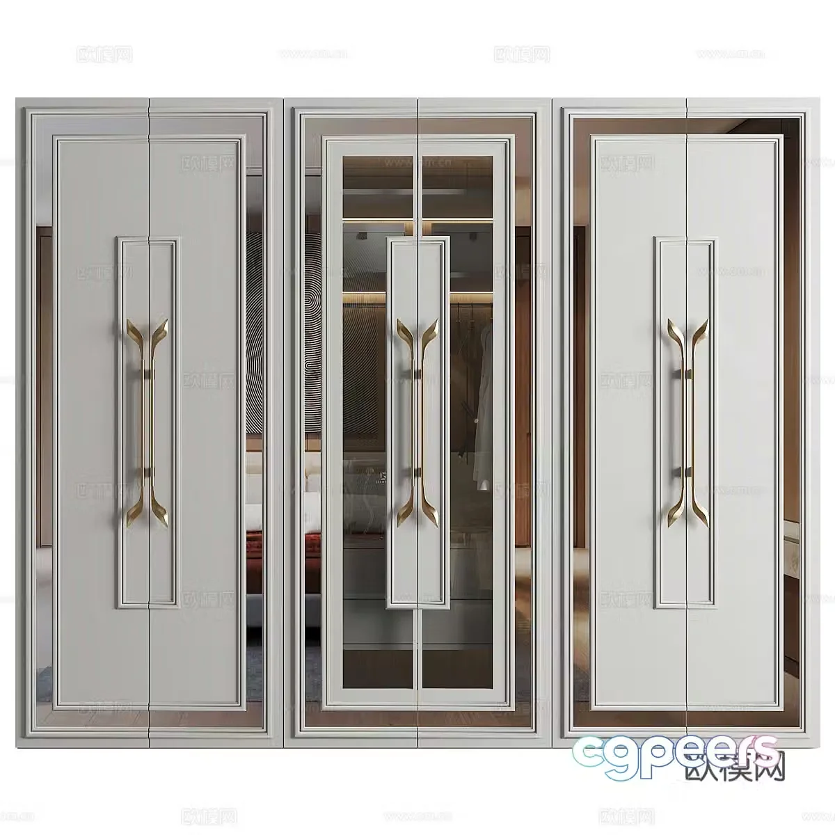 Neoclassical light luxury wardrobe 3D model