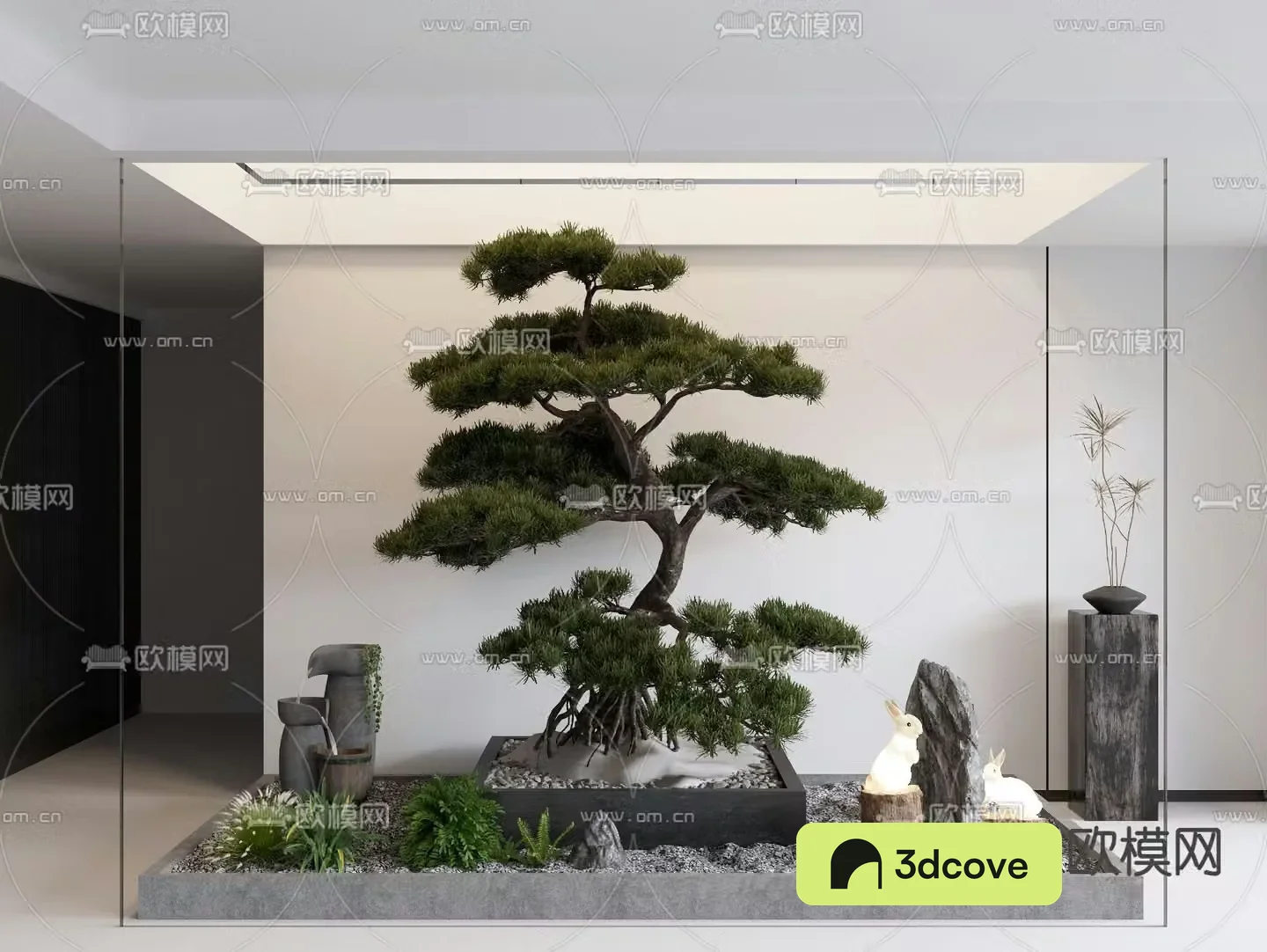 Indoor landscape pine trees green plants landscape sketch