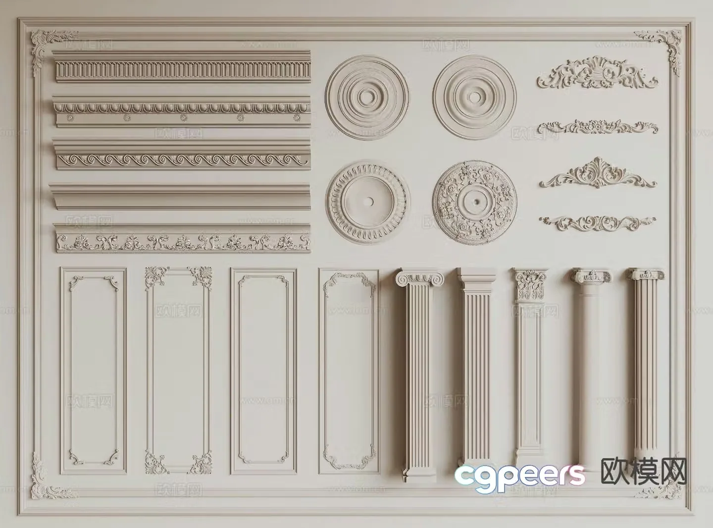 French lines gypsum lines carved lines 3d model