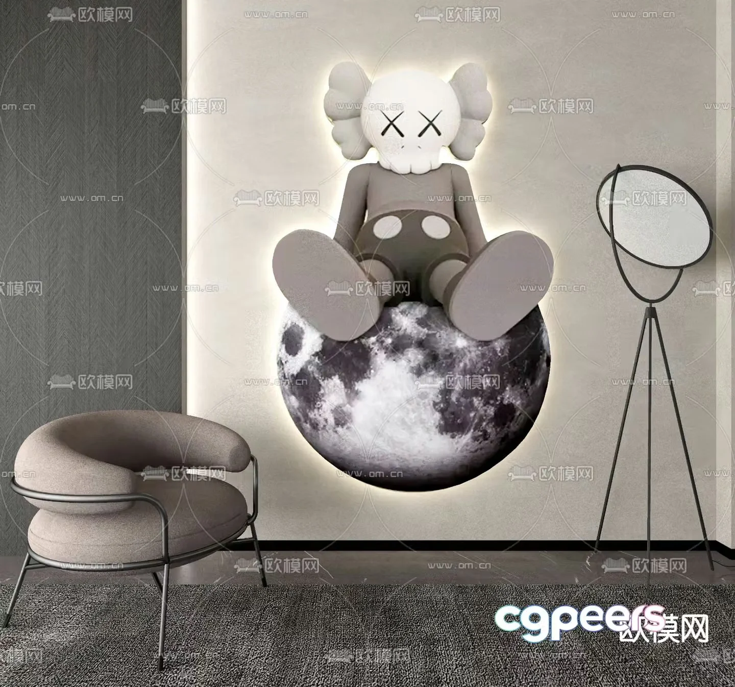 Modern KAWS decorative painting 3d model