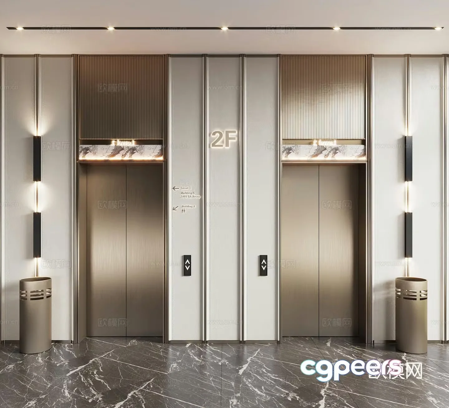Modern elevator hall 3d model