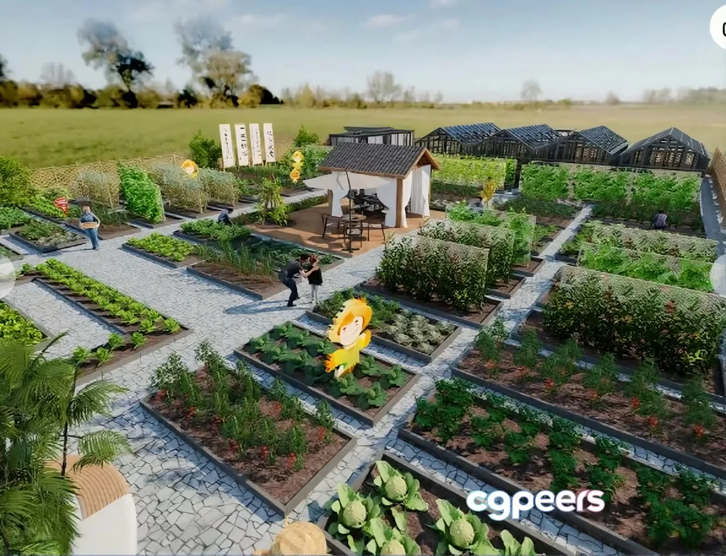 A Garden With Raised Beds 3D Model – 4895 – VRAY Render