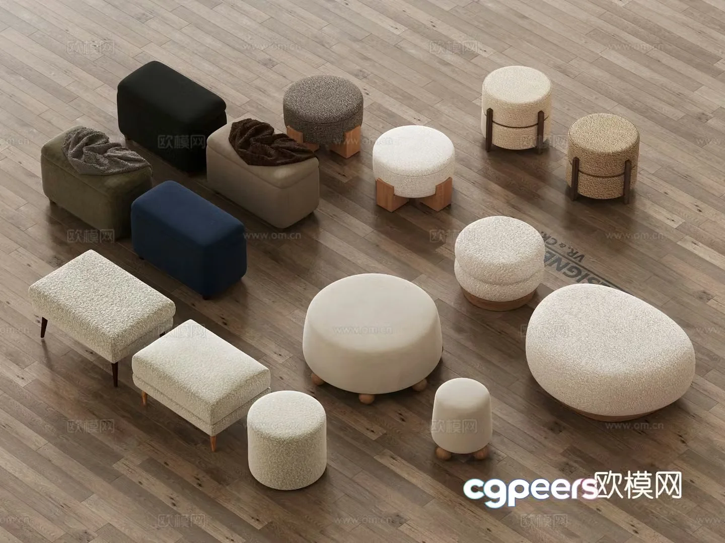 Modern stool low stool round stool stool 3d model