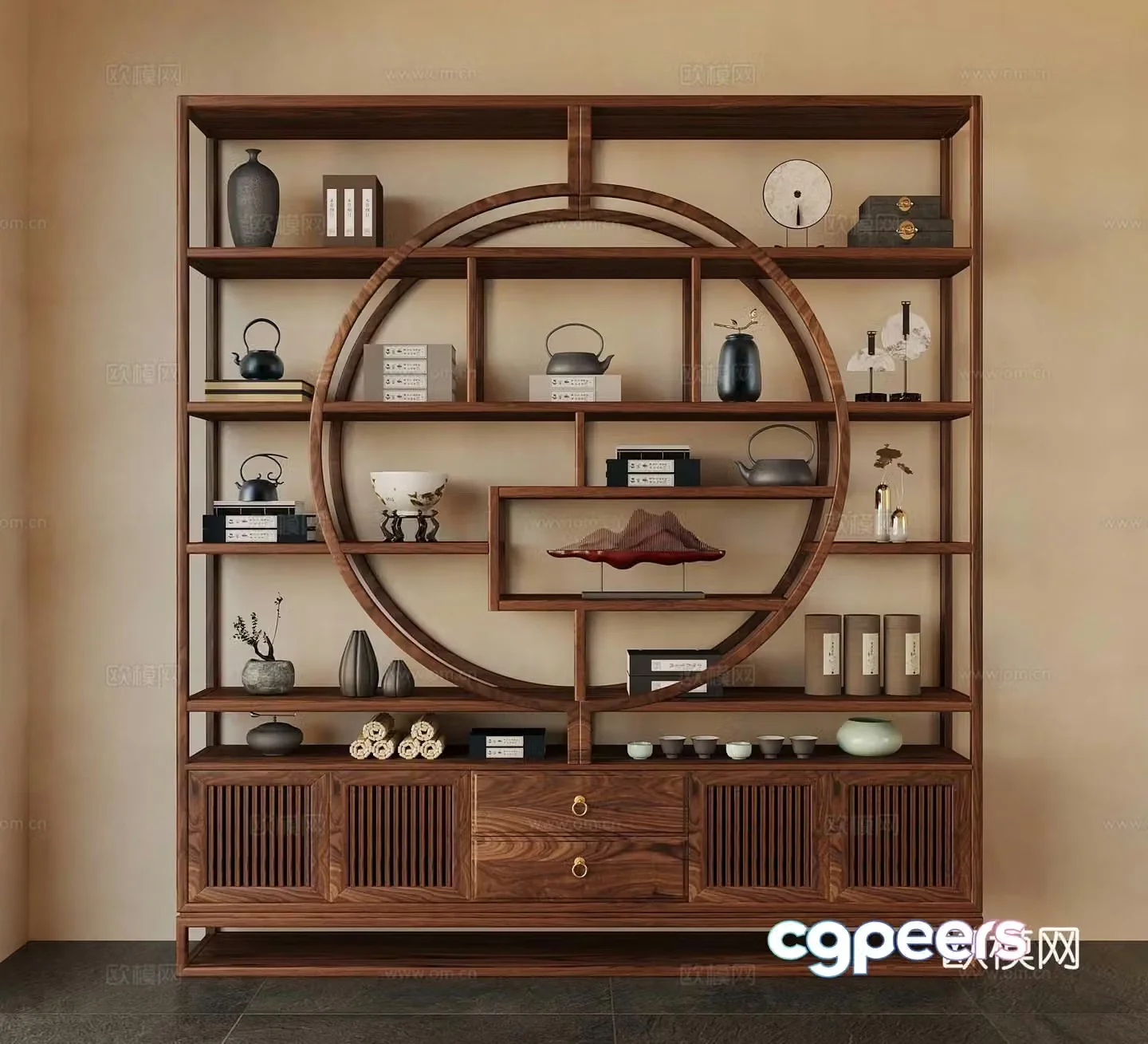 New Chinese style 3D model of Bo Gu shelf