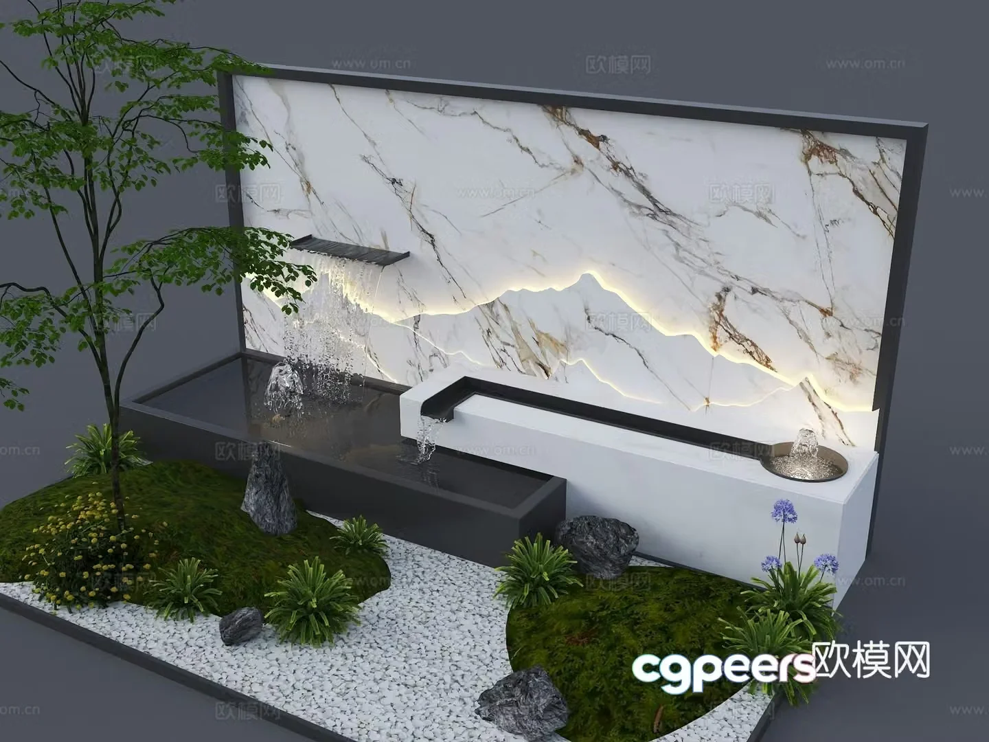 Garden waterscape landscape wall waterscape wall flowing waterscape wall courtyard view wall new Chinese style courtyard water 3D model