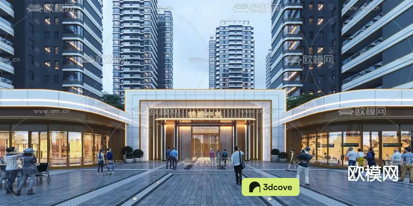 Modern high-rise residential door entrance