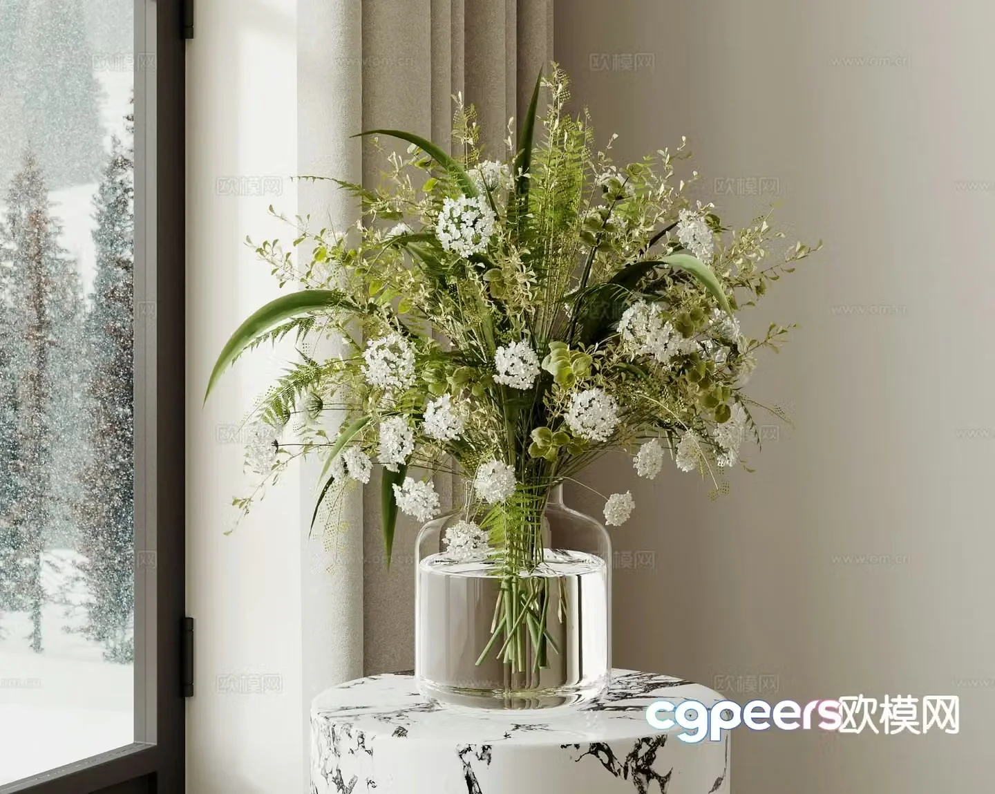 vase floral arrangement flower arrangement flowers 3d model
