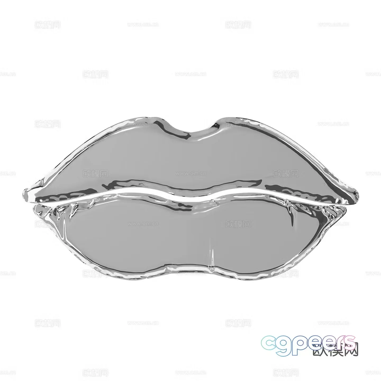 Modern minimalist stainless steel lip print decorative mirror 3d model