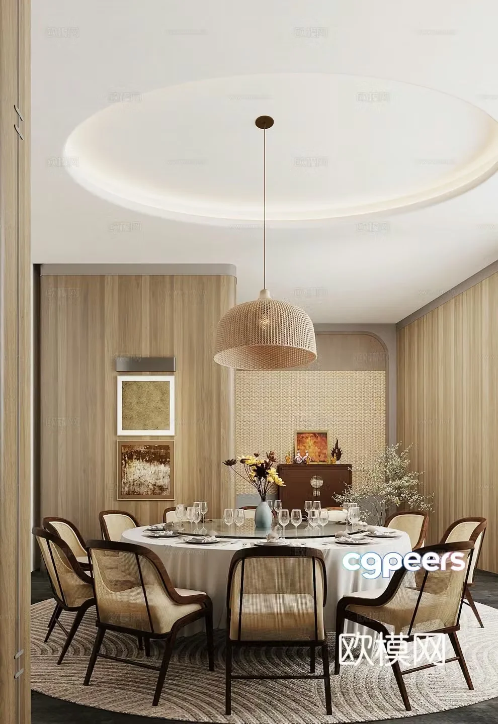 Chinese restaurant private room 3D model