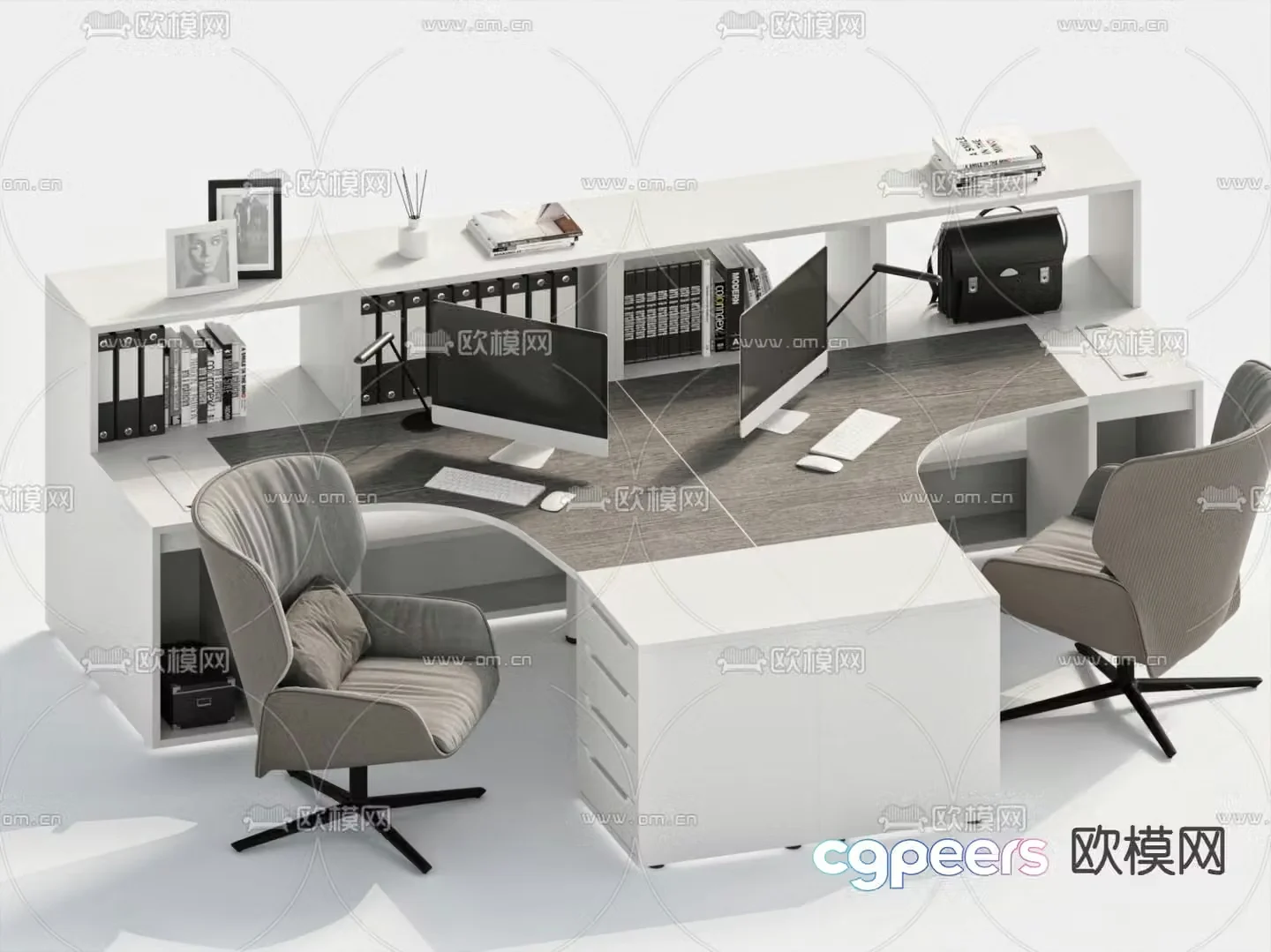 Card space desk work station post 3d model