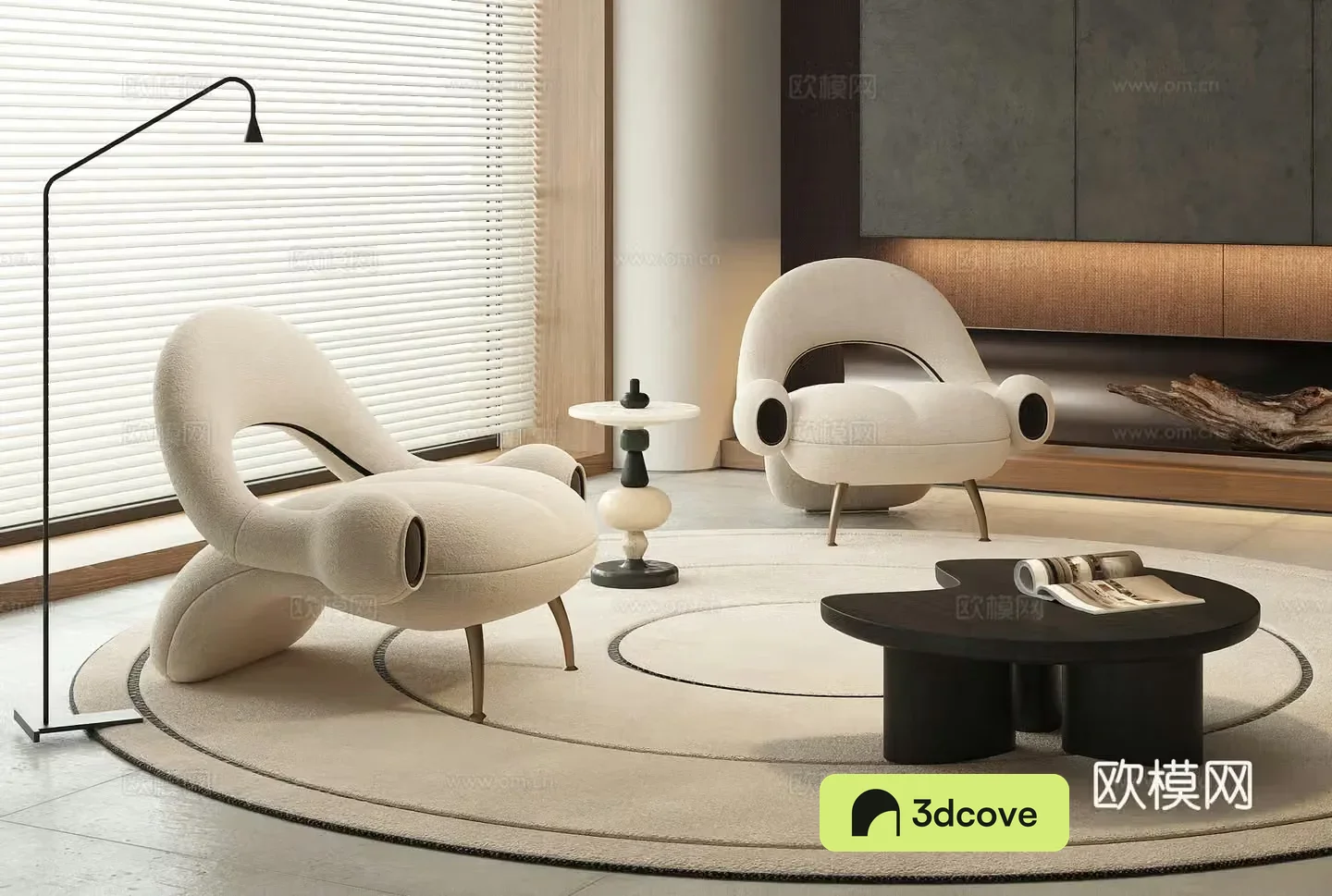 Modern sofa Single sofa Casual sofa Carpet Side and corner 3D model