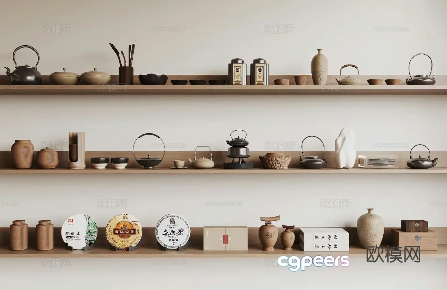 New Chinese tea set tea cake teapot 3d model